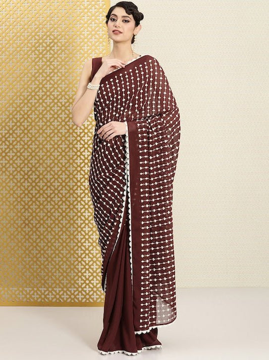 Floral Embroidered Half & Half Saree