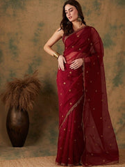 Floral Embroidered Sarees - Inddus.com