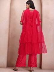 Floral Embroidered Sequinned Regular Kurta with Palazzos & Dupatta - Inddus.com