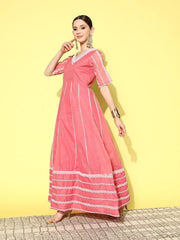 Floral Embroidered Thread Work Anarkali Kurta - Inddus.com