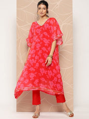 Floral Printed Kaftan Kurta With Trousers - Inddus.com