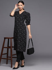 Floral Printed Puff Sleeves Kurta With Trousers - Inddus.com