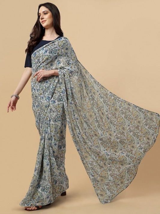 Floral Printed Saree - Inddus.com