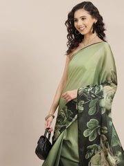 Floral Satin Saree - Inddus.com