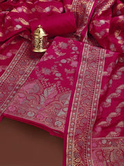 Floral Woven Design Unstitched Dress Material - Inddus.com