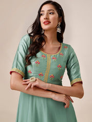Floral Yoke Design Anarkali Kurta With Dupatta - Inddus.com