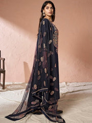 Floral Yoke Design Regular Sequinned Chanderi Cotton Kurta with Palazzos & Dupatta - Inddus.com