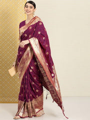 Floral Zari Banarasi Saree - Inddus.com