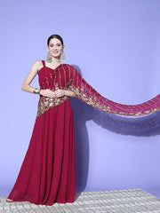 Floral Zari Embroidered Drape Dupatta Gown - Inddus.com