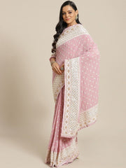 Georgette Purple Traditional Saree - inddus-us