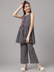 Girls Floral Printed Regular Kurti with Trousers - Inddus.com