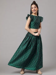 Girls Green Ready to Wear Lehenga choli - Inddus.com