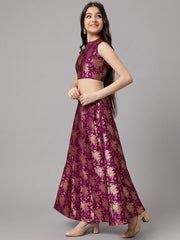 Girls Magenta & Gold-Toned Ready to Wear Lehenga & Choli - Inddus.com