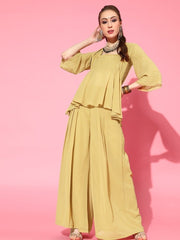 Gold Embroidered Kurta with Sharara - inddus-us