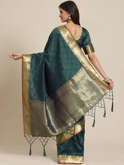 Green and Blue Dual Tone Zari Woven Banarasi Saree - Inddus.com