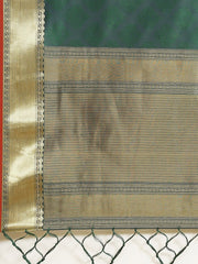Green and Blue Dual Tone Zari Woven Banarasi Saree - Inddus.com
