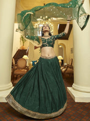 Green Art Silk Wedding Lehenga Choli - inddus-us