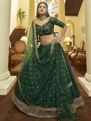 Green Art Silk Wedding Lehenga Choli - inddus-us