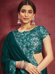 Green Fancy Fabric Designer Saree - Inddus.com