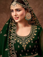 Green Georgette Designer Anarkali Suit - Inddus.com
