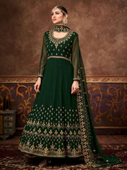 Green Georgette Designer Anarkali Suit - Inddus.com