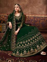 Green Georgette Designer Anarkali Suit - Inddus.com