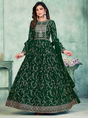 Green Georgette Festive-Wear Anarkali-Suit - Inddus.com
