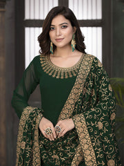 Green Georgette Festive Wear Anarkali Suit - Inddus.com