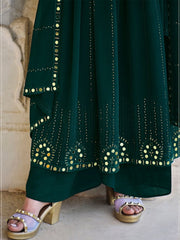 Green Georgette Festive Wear Anarkali Suit - Inddus.com