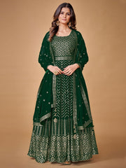 Green Georgette Partywear Anarkali Suit - Inddus.com