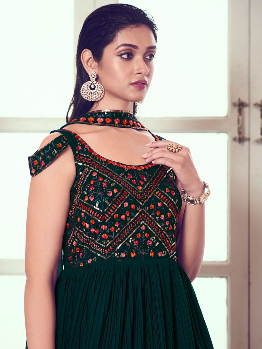 Party wear green gown discount