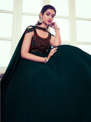 Green Georgette Partywear Gown - Inddus.com