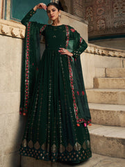 Green Georgette Partywear Gown - Inddus.com