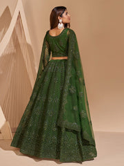 Green Net Designer Lehenga Choli - Inddus.com