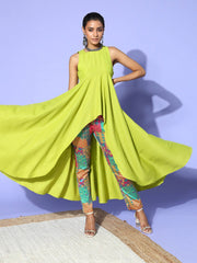 Green Silk Blend Gown for Days Kurta Set - Inddus.com