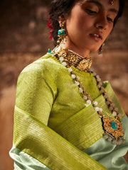 Green Silk festive wear Saree - Inddus.com