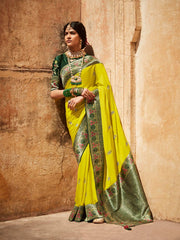 Green Silk Wedding Saree - Inddus.com