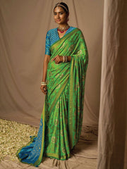 Green Soft Silk Woven Design Saree - Inddus.com