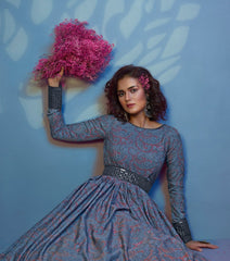 Grey Crepe Wedding Anarkali Gown - Inddus.com
