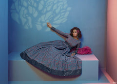 Grey Crepe Wedding Anarkali Gown - Inddus.com