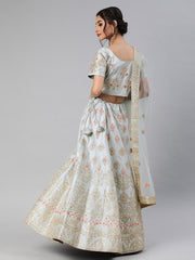 Grey Embroidered Party Wear Lehenga Choli - inddus-us