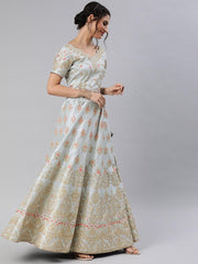 Grey Embroidered Party Wear Lehenga Choli - inddus-us