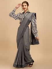 Grey Printed Saree - Inddus.com
