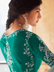 Grey Silk Embellished Saree - Inddus.com