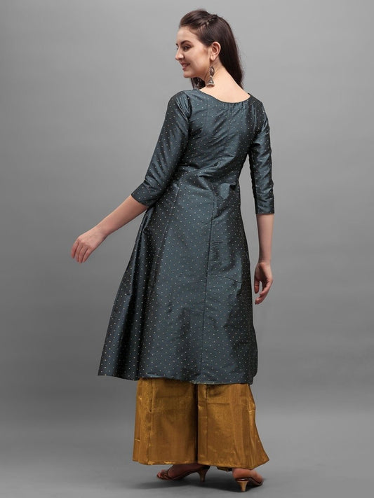 Grey Woven Kurta - Inddus.com