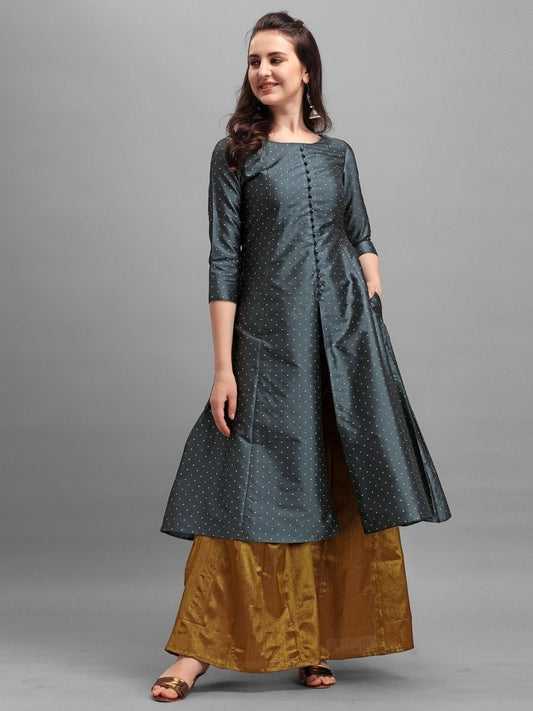 Grey Woven Kurta - Inddus.com
