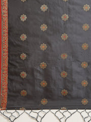 Grey Zari Woven Banarasi Saree - Inddus.com