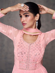 Impressive Pink Partywear Anarkali-Suit - Inddus.com