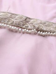 Inddus Lavender Solid One-Shoulder Maxi Dress with Attached Dupatta - inddus-us