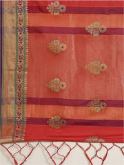 Inddus Magenta & Gold-Toned Ethnic Motifs Zari Banarasi Saree - Inddus.com